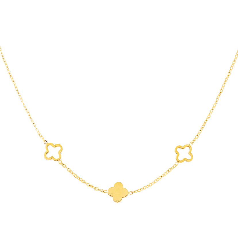 Waterproof sweatproof jewellery | Gold dainty minimalist clover necklace