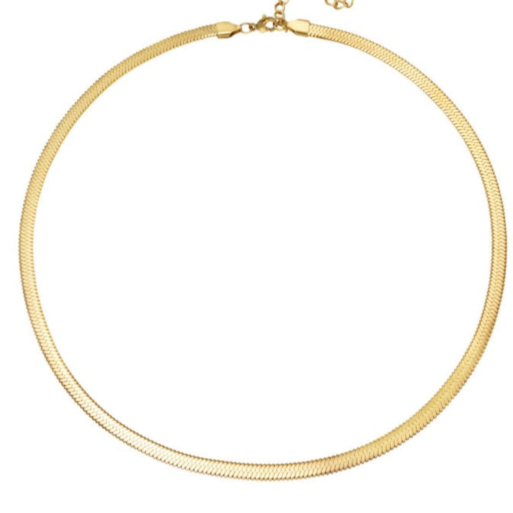 waterproof sweatproof jewellery | Gold Herringbone snake necklace