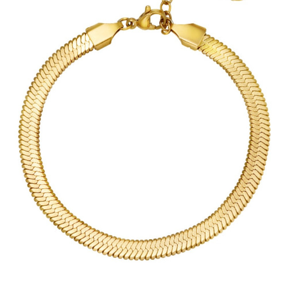 waterproof sweatproof jewellery | Gold Herringbone snake bracelet