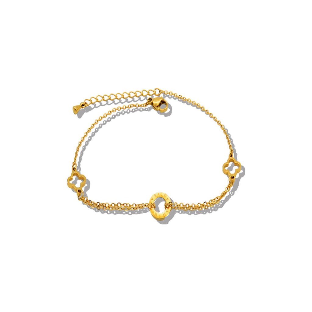 Waterproof Clover Charm Anklet Gold Jewellery